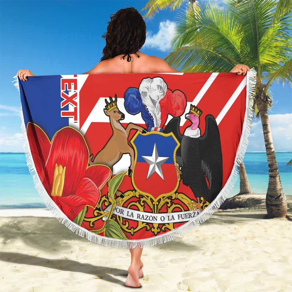 Personalized Chile Independence Day Beach Blanket Chilean Coat Of Arms Copihue Flag Style - Wonder Print Shop