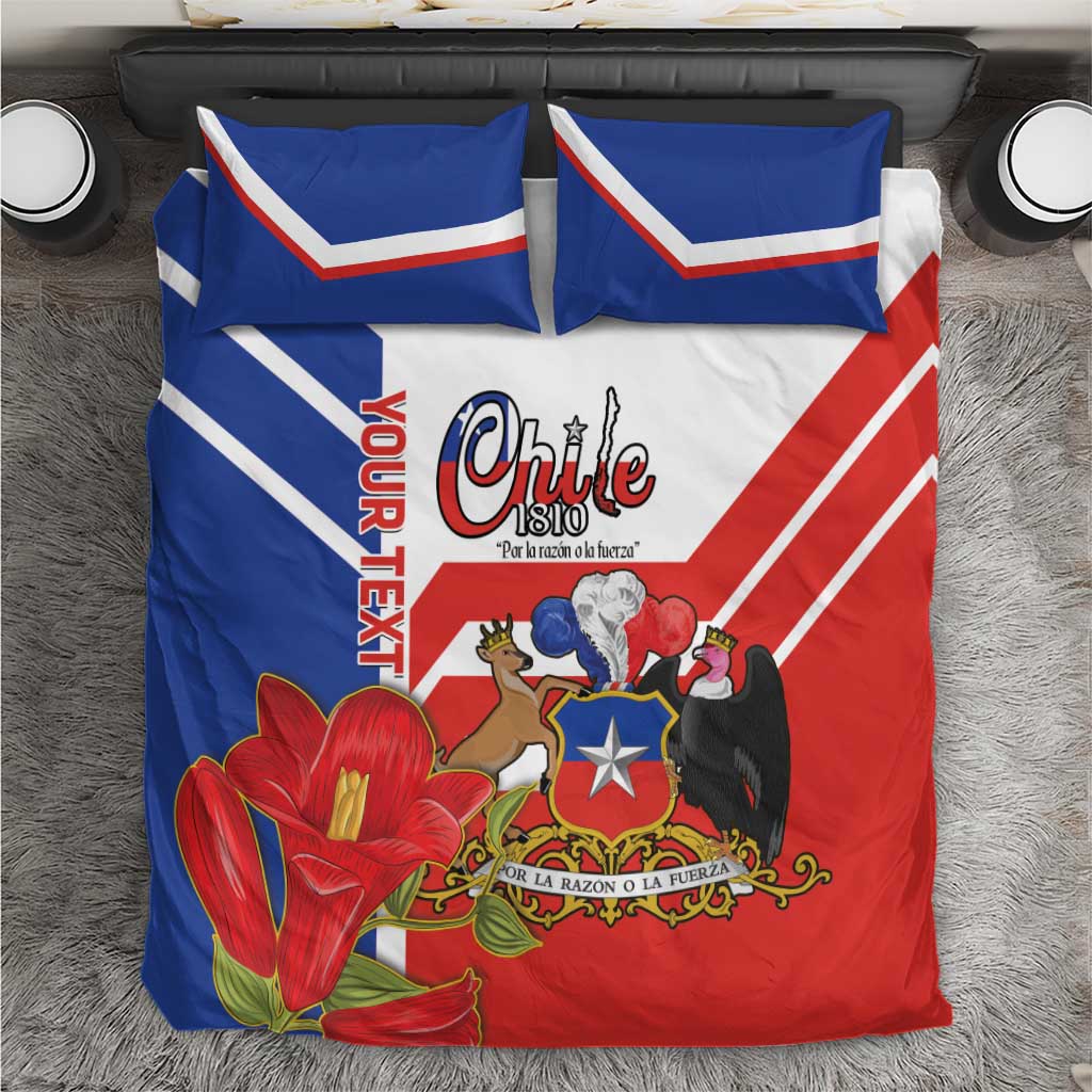Personalized Chile Independence Day Bedding Set Chilean Coat Of Arms Copihue Flag Style - Wonder Print Shop