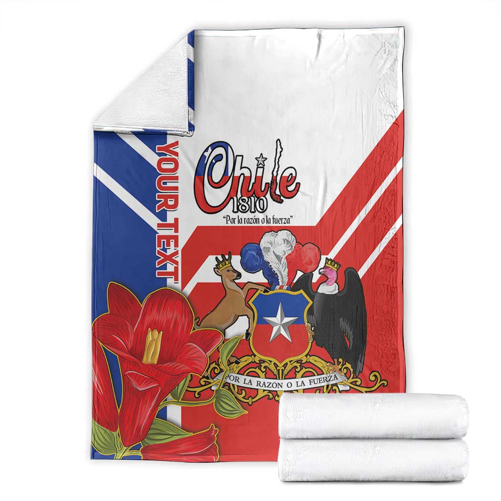 Personalized Chile Independence Day Blanket Chilean Coat Of Arms Copihue Flag Style