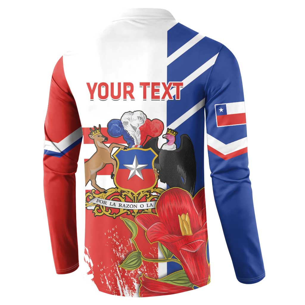Personalized Chile Independence Day Button Sweatshirt Chilean Coat Of Arms Copihue Flag Style - Wonder Print Shop