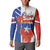Personalized Chile Independence Day Button Sweatshirt Chilean Coat Of Arms Copihue Flag Style - Wonder Print Shop