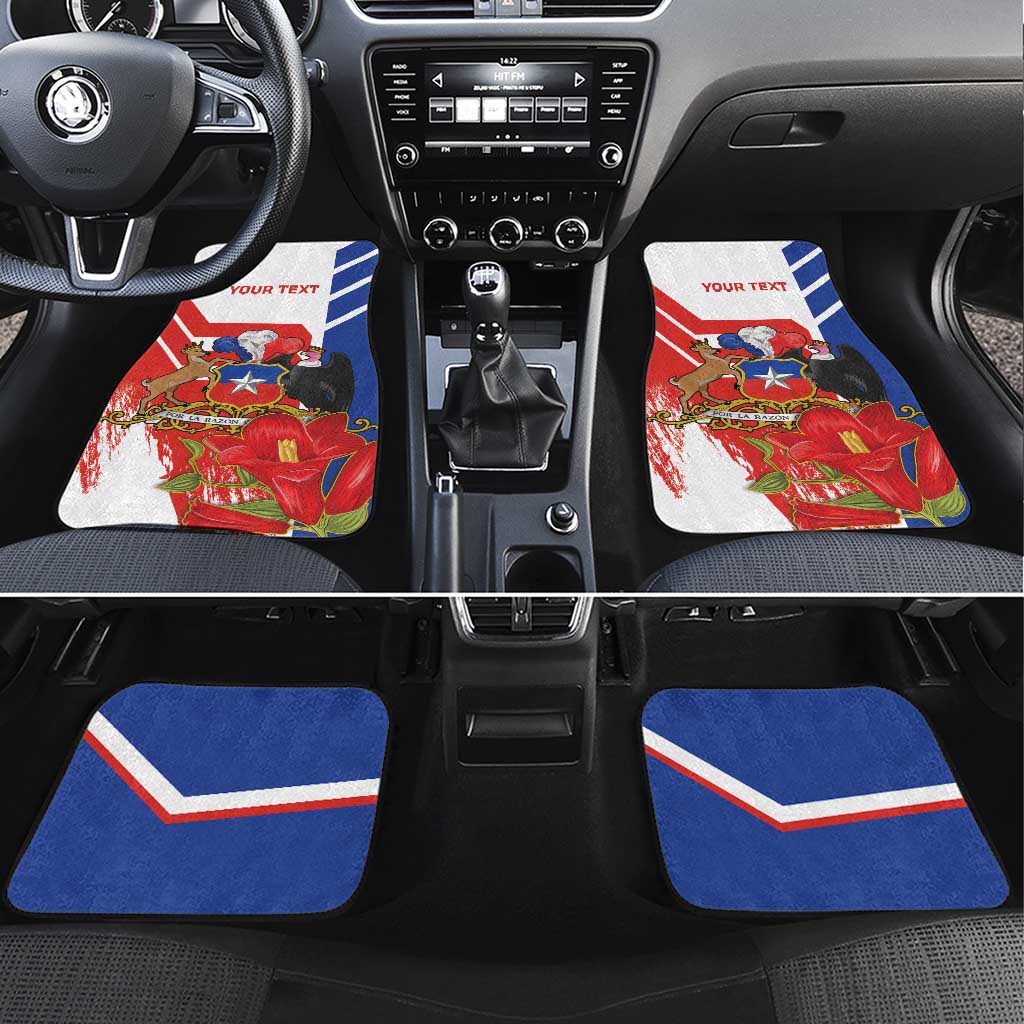 Personalized Chile Independence Day Car Mats Chilean Coat Of Arms Copihue Flag Style - Wonder Print Shop