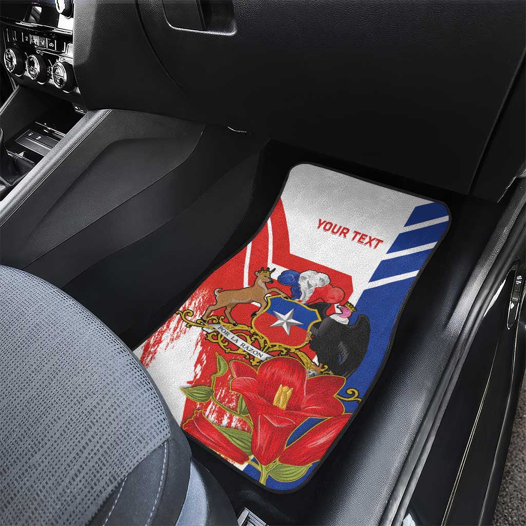 Personalized Chile Independence Day Car Mats Chilean Coat Of Arms Copihue Flag Style - Wonder Print Shop