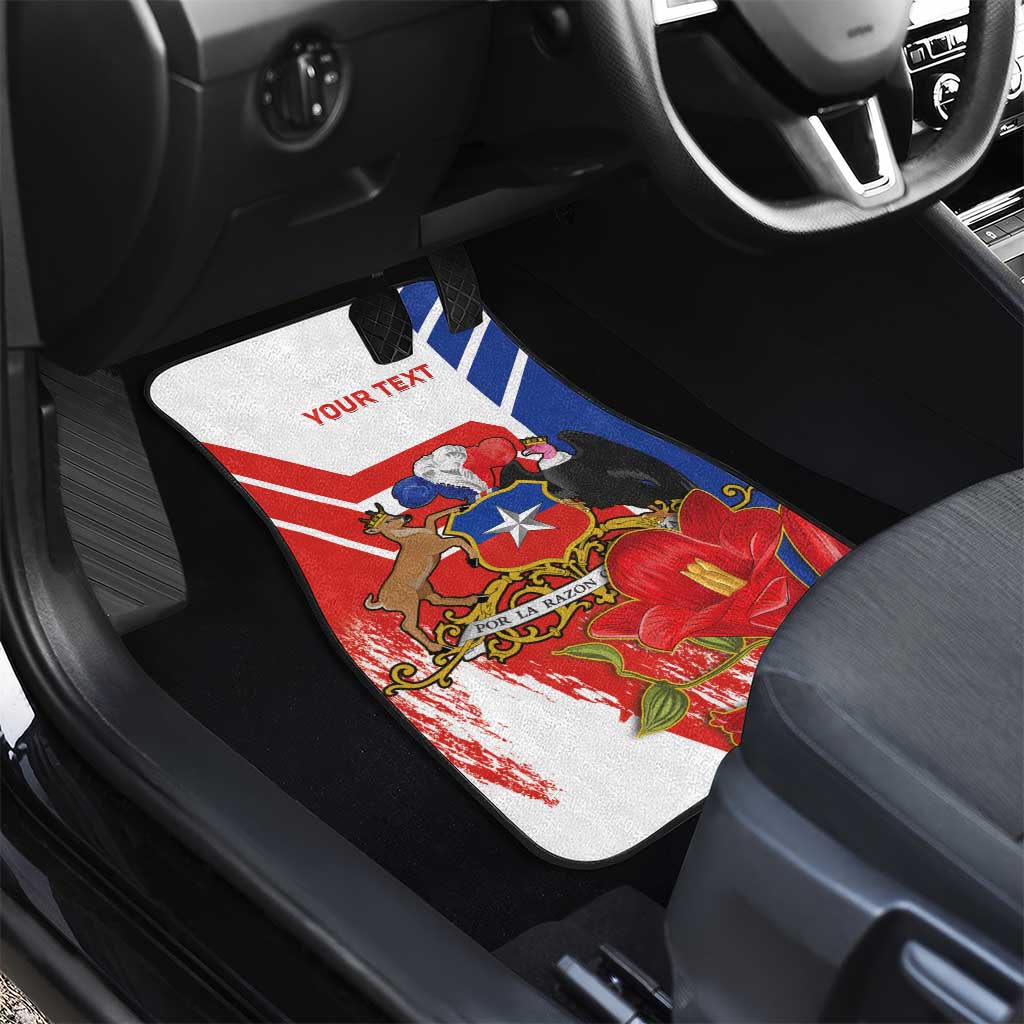 Personalized Chile Independence Day Car Mats Chilean Coat Of Arms Copihue Flag Style - Wonder Print Shop