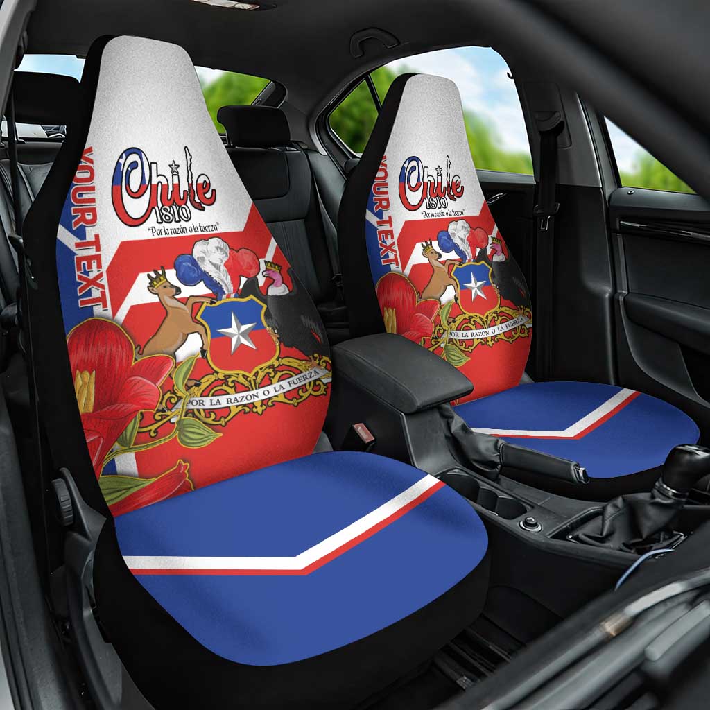 Personalized Chile Independence Day Car Seat Cover Chilean Coat Of Arms Copihue Flag Style - Wonder Print Shop