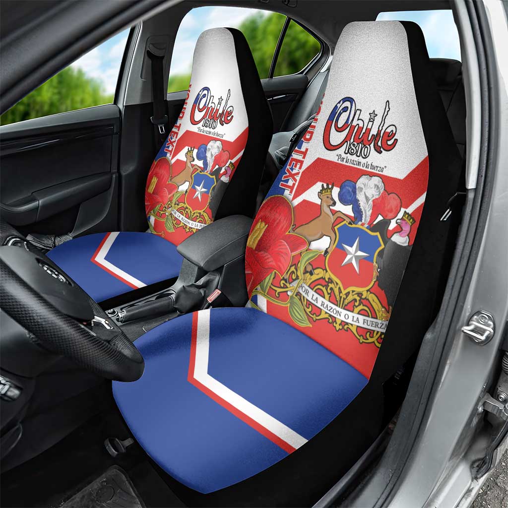 Personalized Chile Independence Day Car Seat Cover Chilean Coat Of Arms Copihue Flag Style - Wonder Print Shop