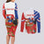 Personalized Chile Independence Day Couples Matching Long Sleeve Bodycon Dress and Long Sleeve Button Shirt Chilean Coat Of Arms Copihue Flag Style - Wonder Print Shop