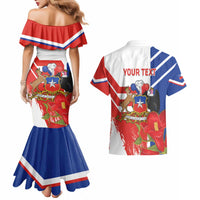 Personalized Chile Independence Day Couples Matching Mermaid Dress and Hawaiian Shirt Chilean Coat Of Arms Copihue Flag Style - Wonder Print Shop