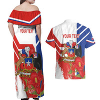 Personalized Chile Independence Day Couples Matching Off Shoulder Maxi Dress and Hawaiian Shirt Chilean Coat Of Arms Copihue Flag Style - Wonder Print Shop