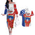 Personalized Chile Independence Day Couples Matching Off The Shoulder Long Sleeve Dress and Hawaiian Shirt Chilean Coat Of Arms Copihue Flag Style - Wonder Print Shop