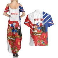 Personalized Chile Independence Day Couples Matching Summer Maxi Dress and Hawaiian Shirt Chilean Coat Of Arms Copihue Flag Style - Wonder Print Shop