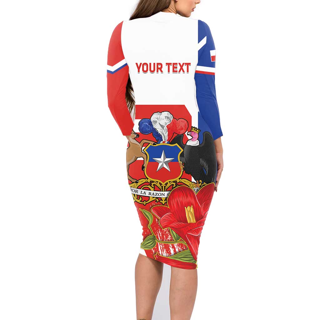 Personalized Chile Independence Day Family Matching Long Sleeve Bodycon Dress and Hawaiian Shirt Chilean Coat Of Arms Copihue Flag Style - Wonder Print Shop