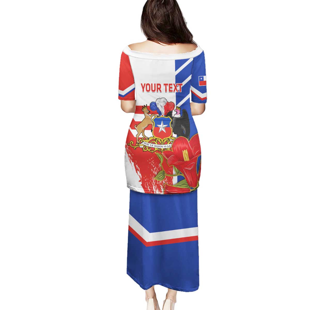 Personalized Chile Independence Day Family Matching Puletasi and Hawaiian Shirt Chilean Coat Of Arms Copihue Flag Style - Wonder Print Shop