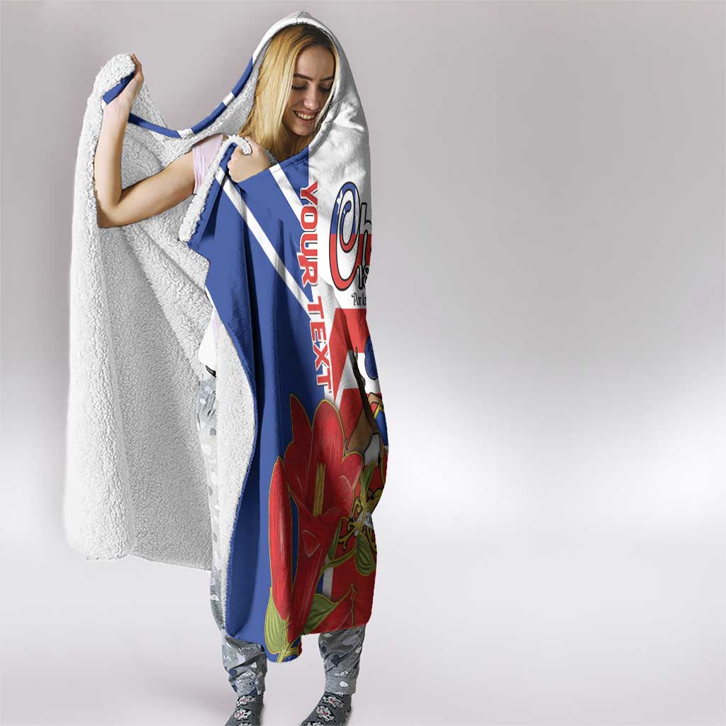 Personalized Chile Independence Day Hooded Blanket Chilean Coat Of Arms Copihue Flag Style