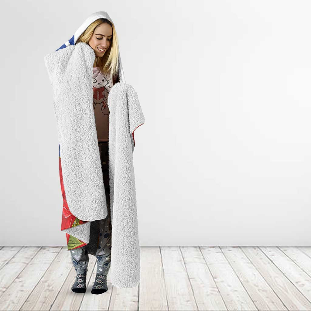 Personalized Chile Independence Day Hooded Blanket Chilean Coat Of Arms Copihue Flag Style