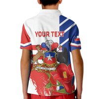 Personalized Chile Independence Day Kid Polo Shirt Chilean Coat Of Arms Copihue Flag Style - Wonder Print Shop