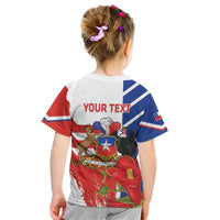 Personalized Chile Independence Day Kid T Shirt Chilean Coat Of Arms Copihue Flag Style - Wonder Print Shop