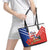 Personalized Chile Independence Day Leather Tote Bag Chilean Coat Of Arms Copihue Flag Style - Wonder Print Shop
