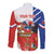 Personalized Chile Independence Day Long Sleeve Button Shirt Chilean Coat Of Arms Copihue Flag Style - Wonder Print Shop
