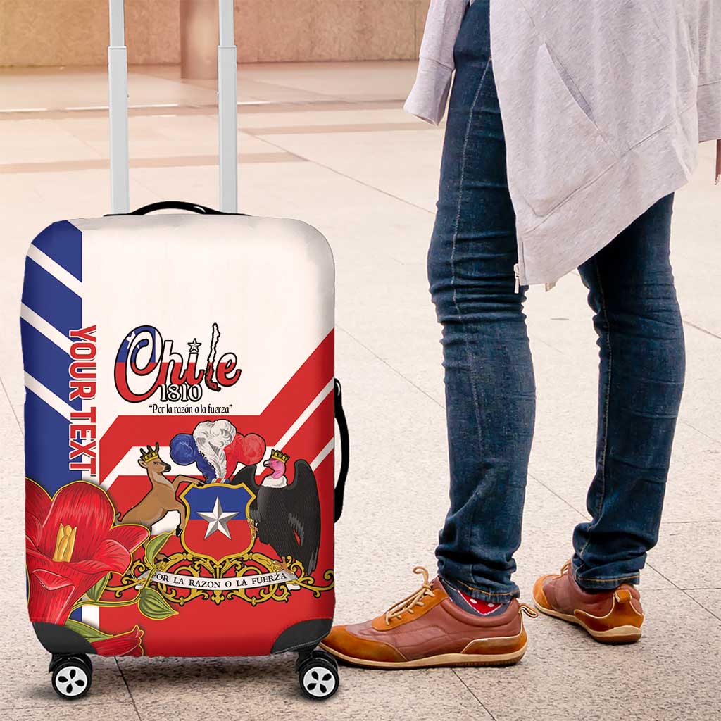 Personalized Chile Independence Day Luggage Cover Chilean Coat Of Arms Copihue Flag Style - Wonder Print Shop