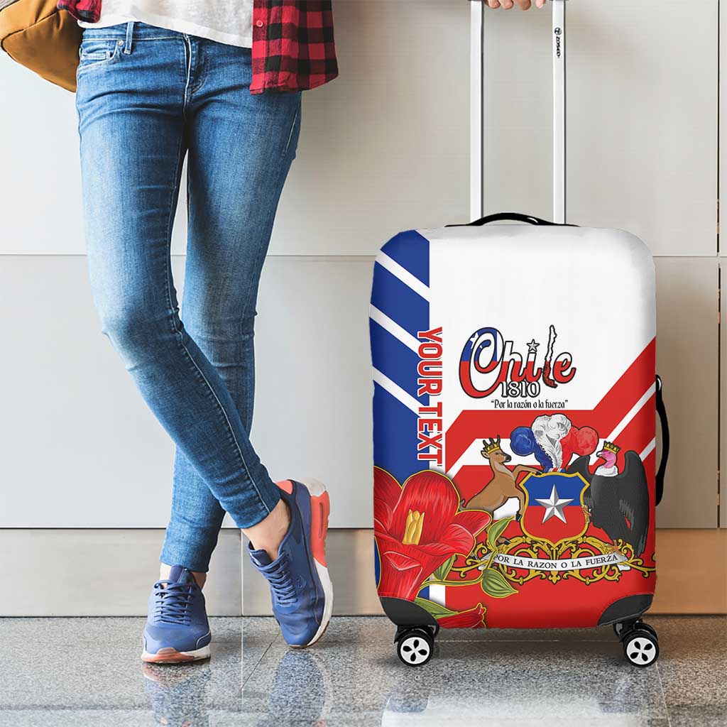 Personalized Chile Independence Day Luggage Cover Chilean Coat Of Arms Copihue Flag Style - Wonder Print Shop