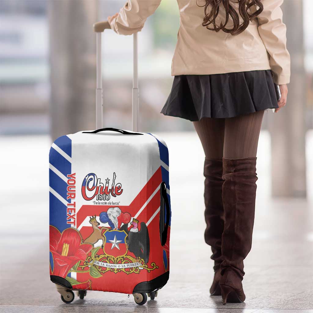 Personalized Chile Independence Day Luggage Cover Chilean Coat Of Arms Copihue Flag Style - Wonder Print Shop
