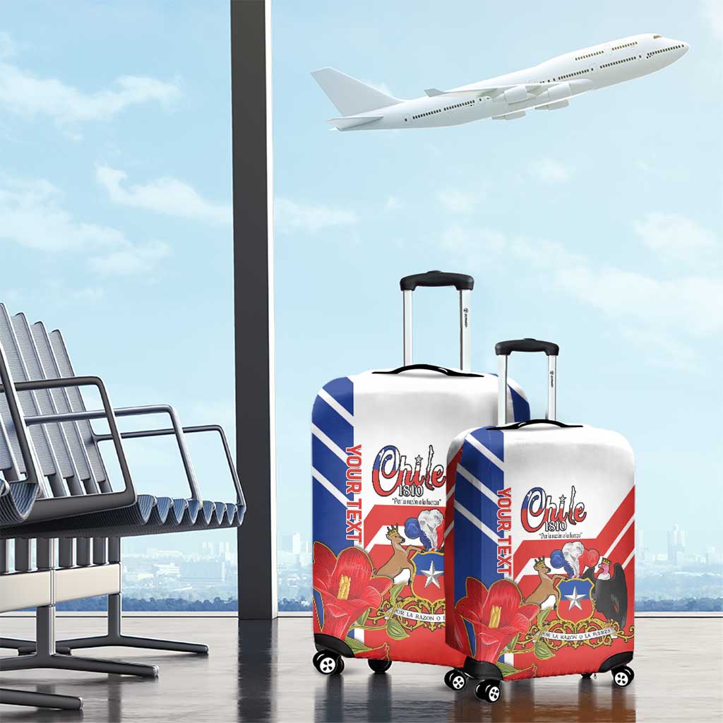 Personalized Chile Independence Day Luggage Cover Chilean Coat Of Arms Copihue Flag Style - Wonder Print Shop