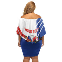 Personalized Chile Independence Day Off Shoulder Short Dress Chilean Coat Of Arms Copihue Flag Style - Wonder Print Shop