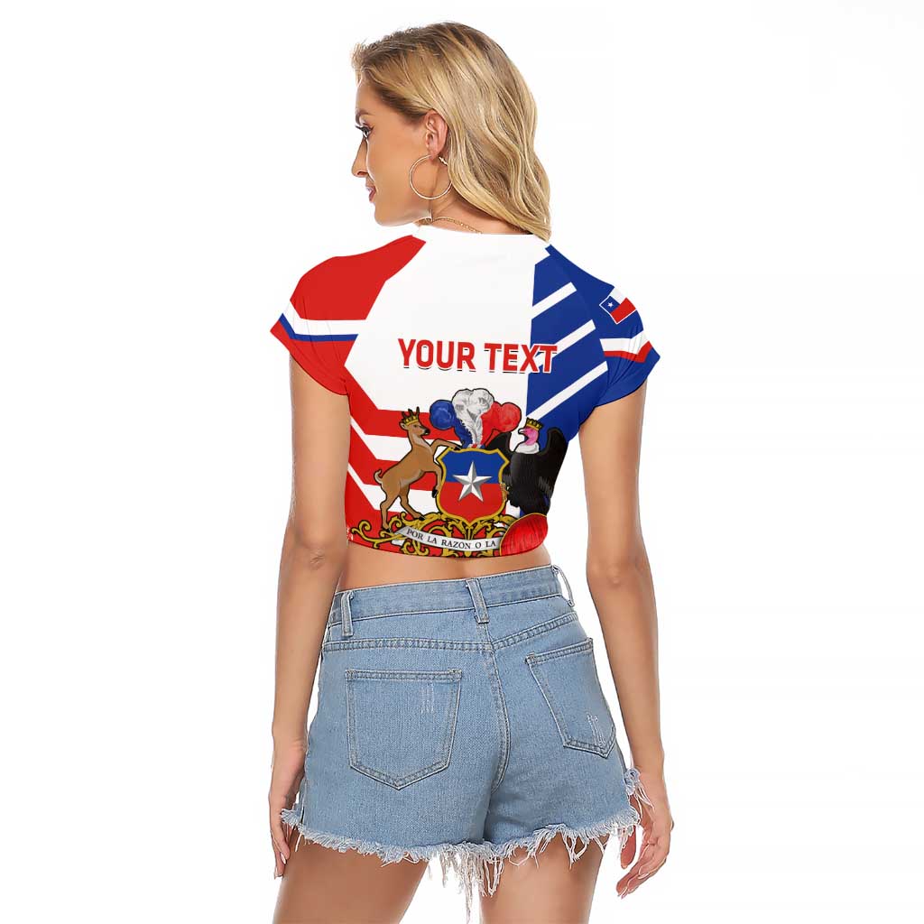 Personalized Chile Independence Day Raglan Cropped T Shirt Chilean Coat Of Arms Copihue Flag Style - Wonder Print Shop