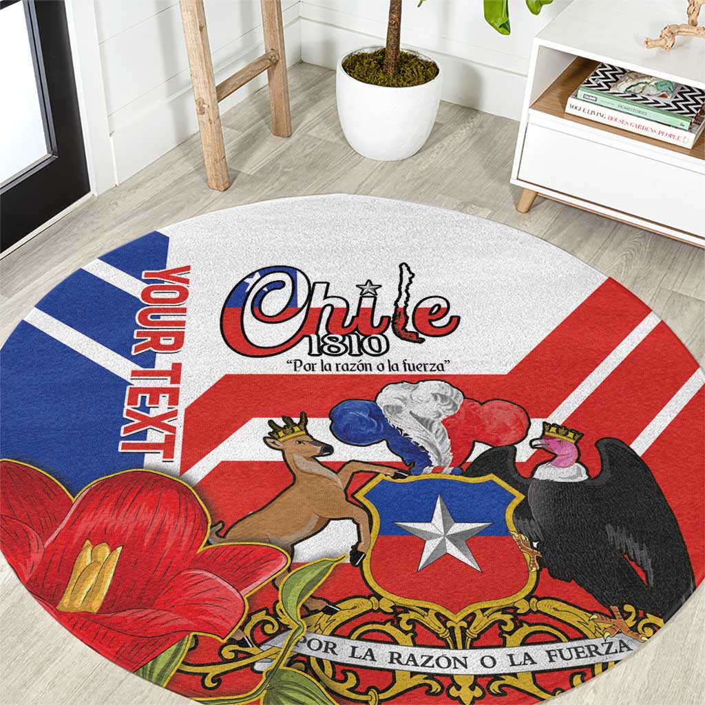 Personalized Chile Independence Day Round Carpet Chilean Coat Of Arms Copihue Flag Style