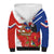 Personalized Chile Independence Day Sherpa Hoodie Chilean Coat Of Arms Copihue Flag Style - Wonder Print Shop