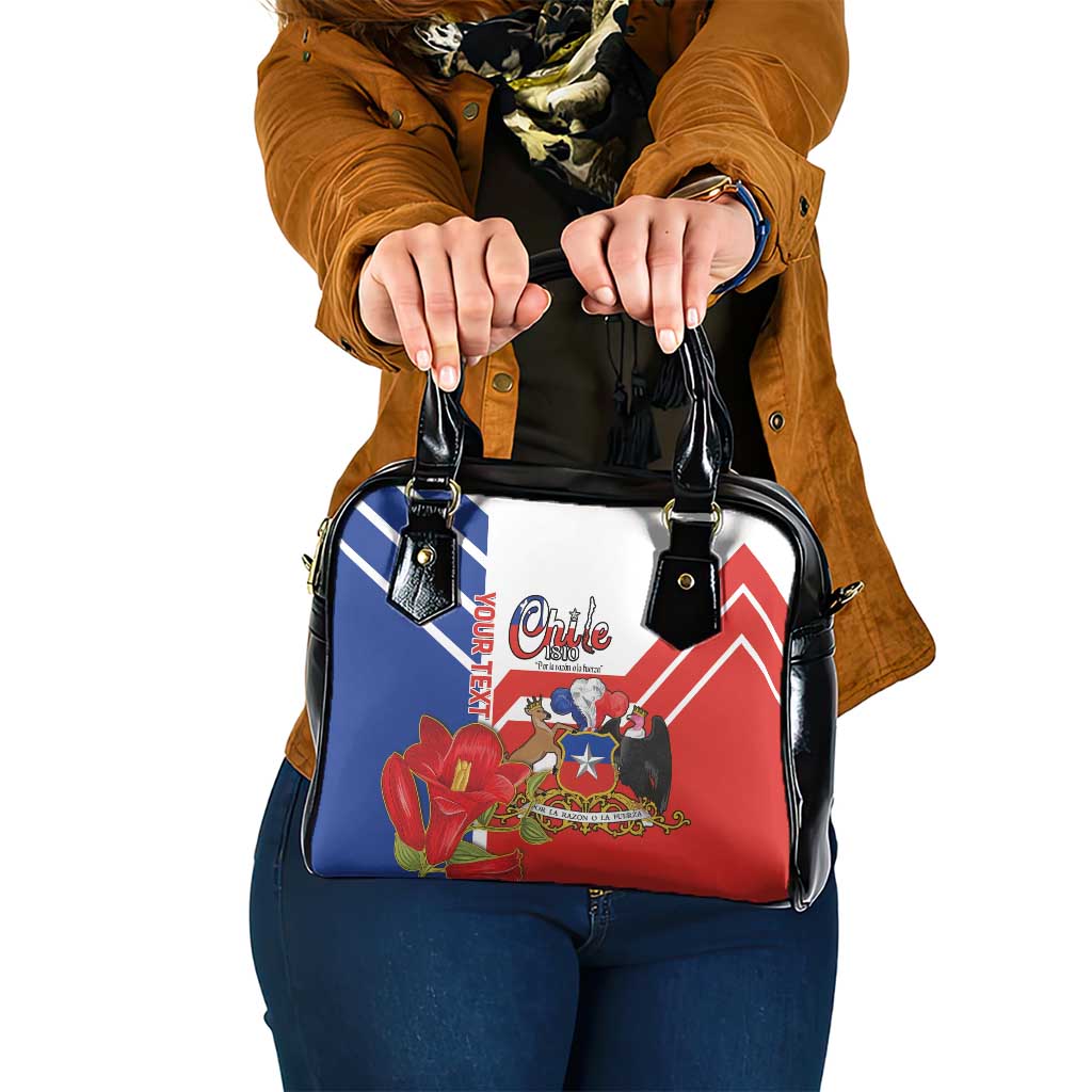 Personalized Chile Independence Day Shoulder Handbag Chilean Coat Of Arms Copihue Flag Style