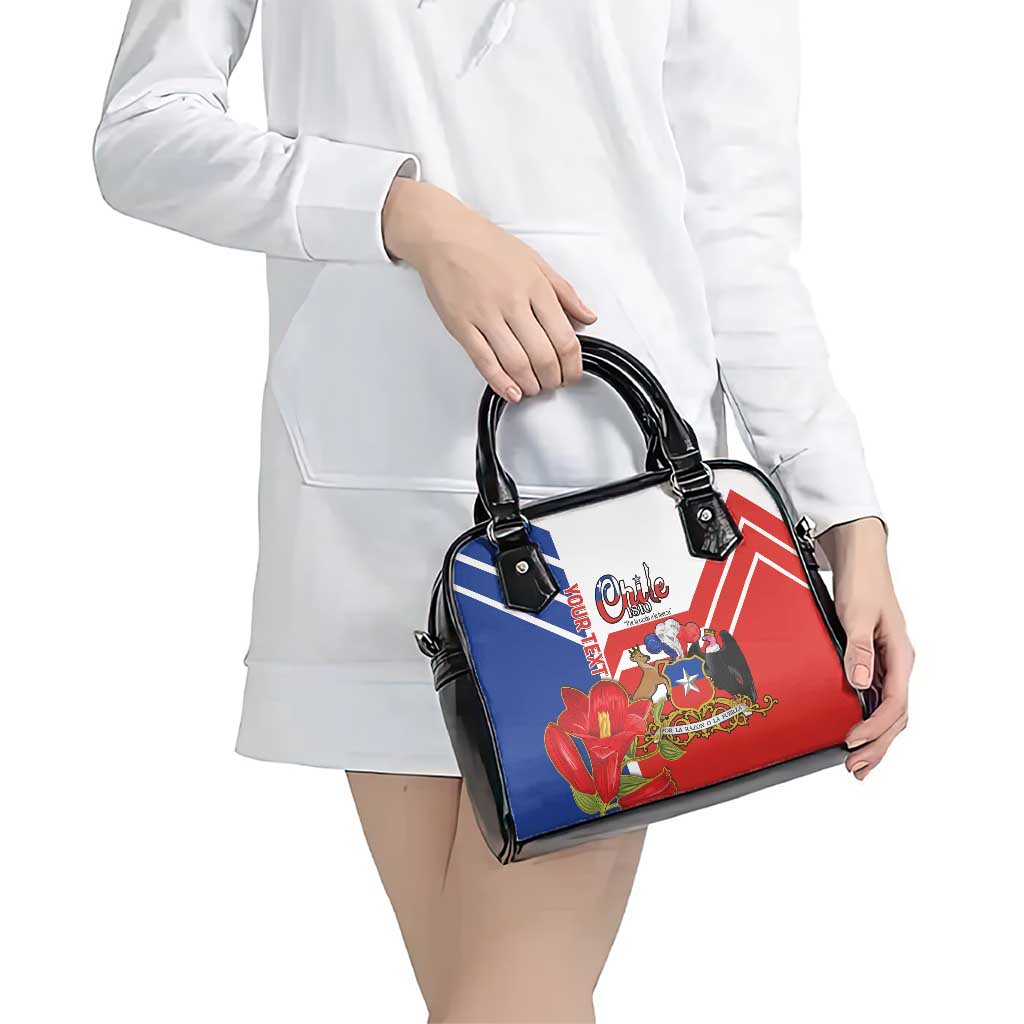 Personalized Chile Independence Day Shoulder Handbag Chilean Coat Of Arms Copihue Flag Style