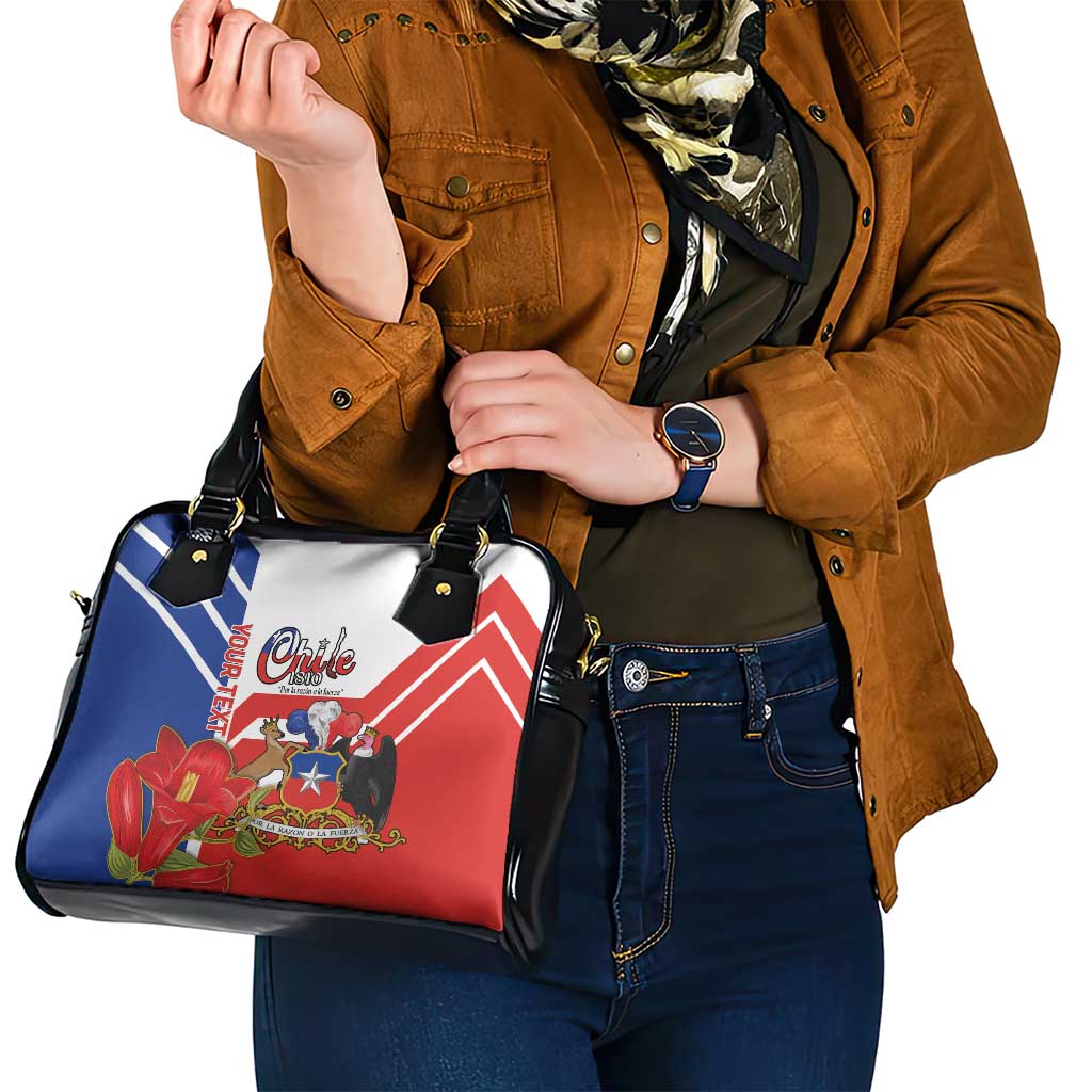 Personalized Chile Independence Day Shoulder Handbag Chilean Coat Of Arms Copihue Flag Style