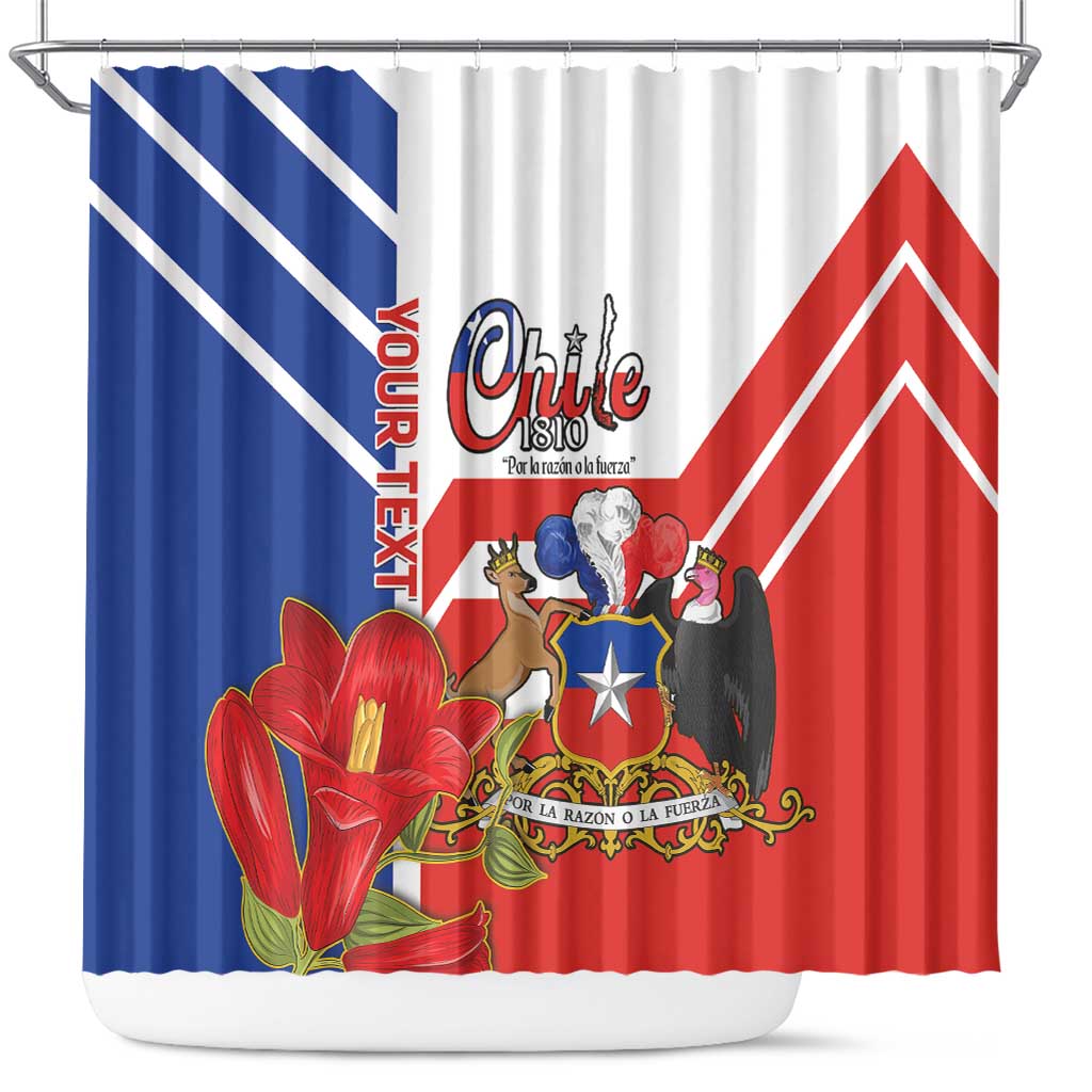 Personalized Chile Independence Day Shower Curtain Chilean Coat Of Arms Copihue Flag Style