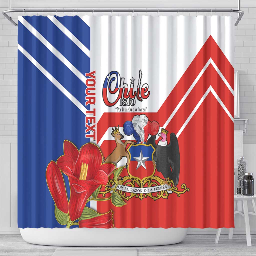 Personalized Chile Independence Day Shower Curtain Chilean Coat Of Arms Copihue Flag Style