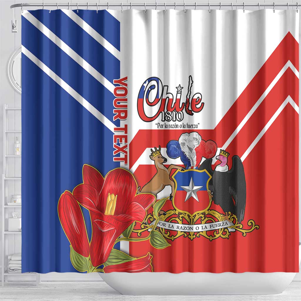 Personalized Chile Independence Day Shower Curtain Chilean Coat Of Arms Copihue Flag Style