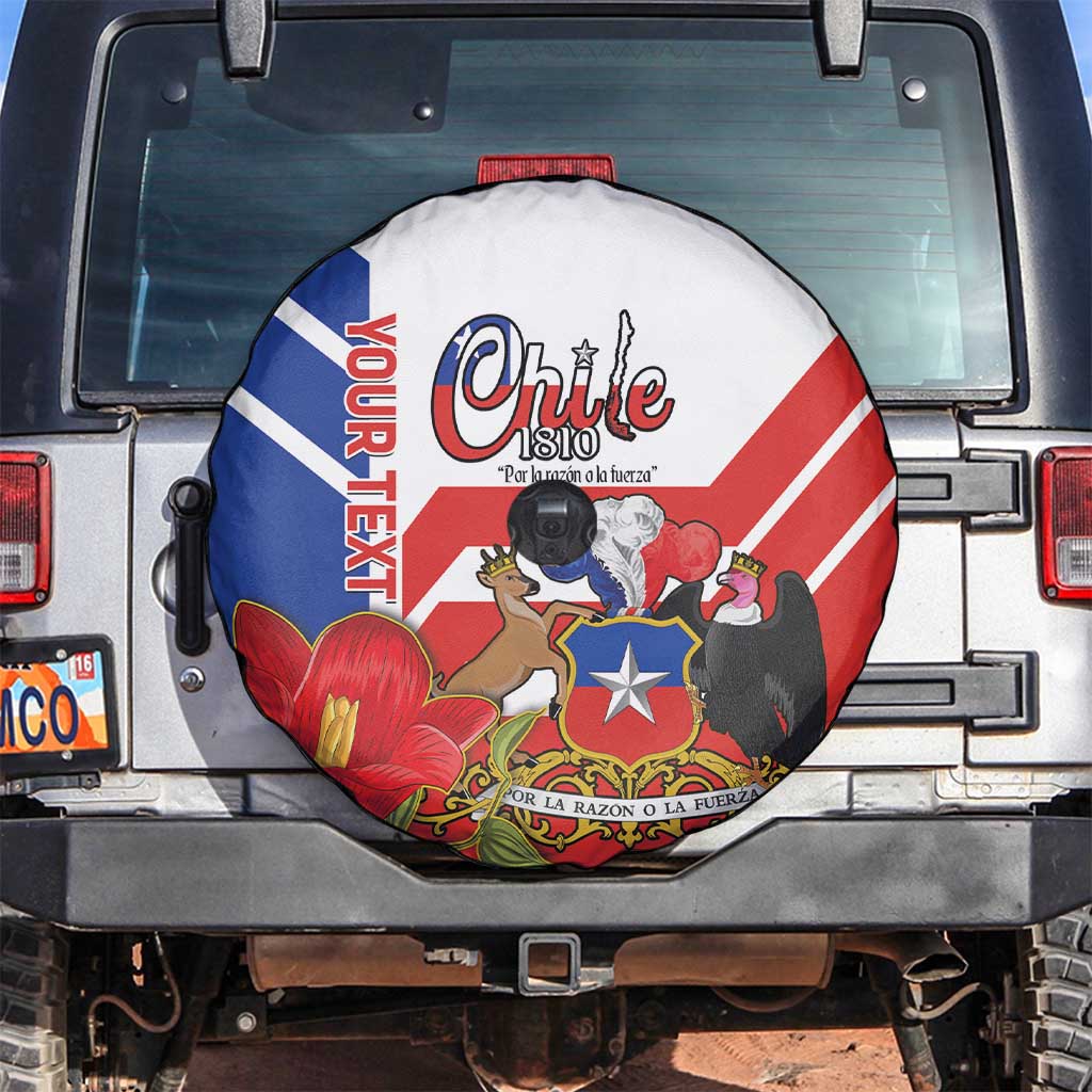 Personalized Chile Independence Day Spare Tire Cover Chilean Coat Of Arms Copihue Flag Style - Wonder Print Shop