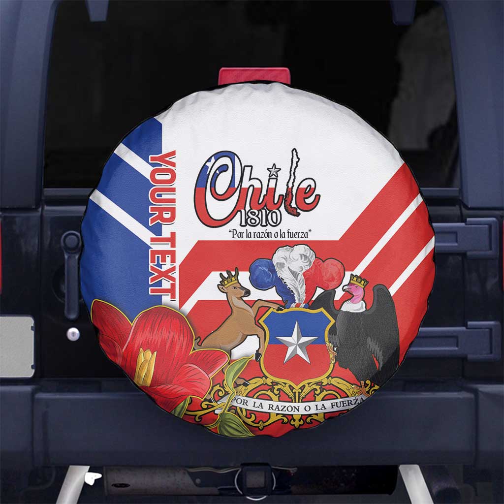 Personalized Chile Independence Day Spare Tire Cover Chilean Coat Of Arms Copihue Flag Style - Wonder Print Shop
