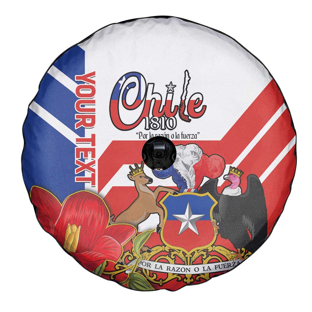 Personalized Chile Independence Day Spare Tire Cover Chilean Coat Of Arms Copihue Flag Style - Wonder Print Shop