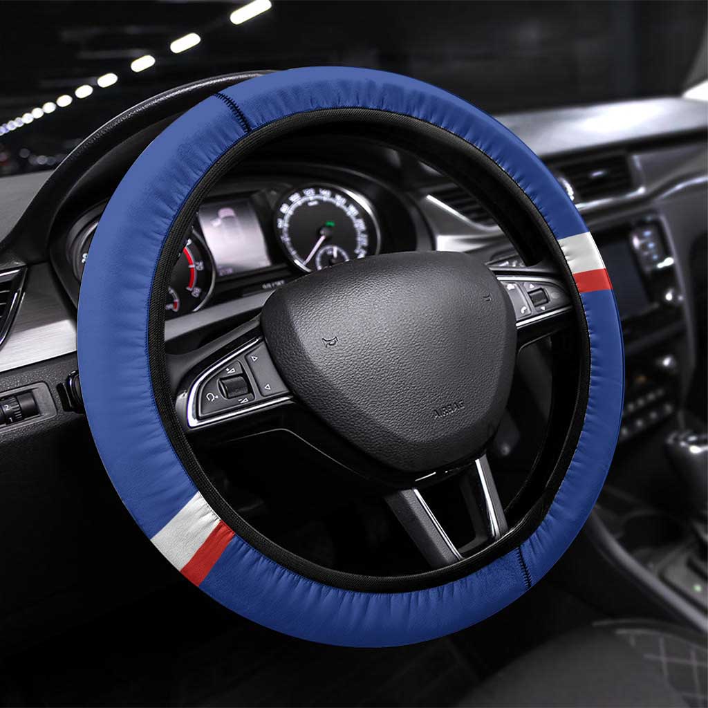 Chile Independence Day Steering Wheel Cover Chilean Coat Of Arms Copihue Flag Style - Wonder Print Shop