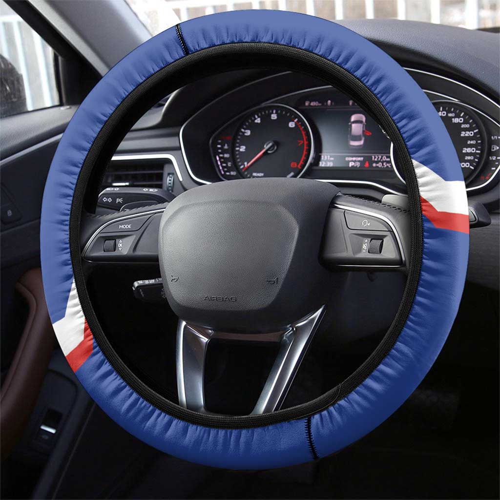 Chile Independence Day Steering Wheel Cover Chilean Coat Of Arms Copihue Flag Style - Wonder Print Shop