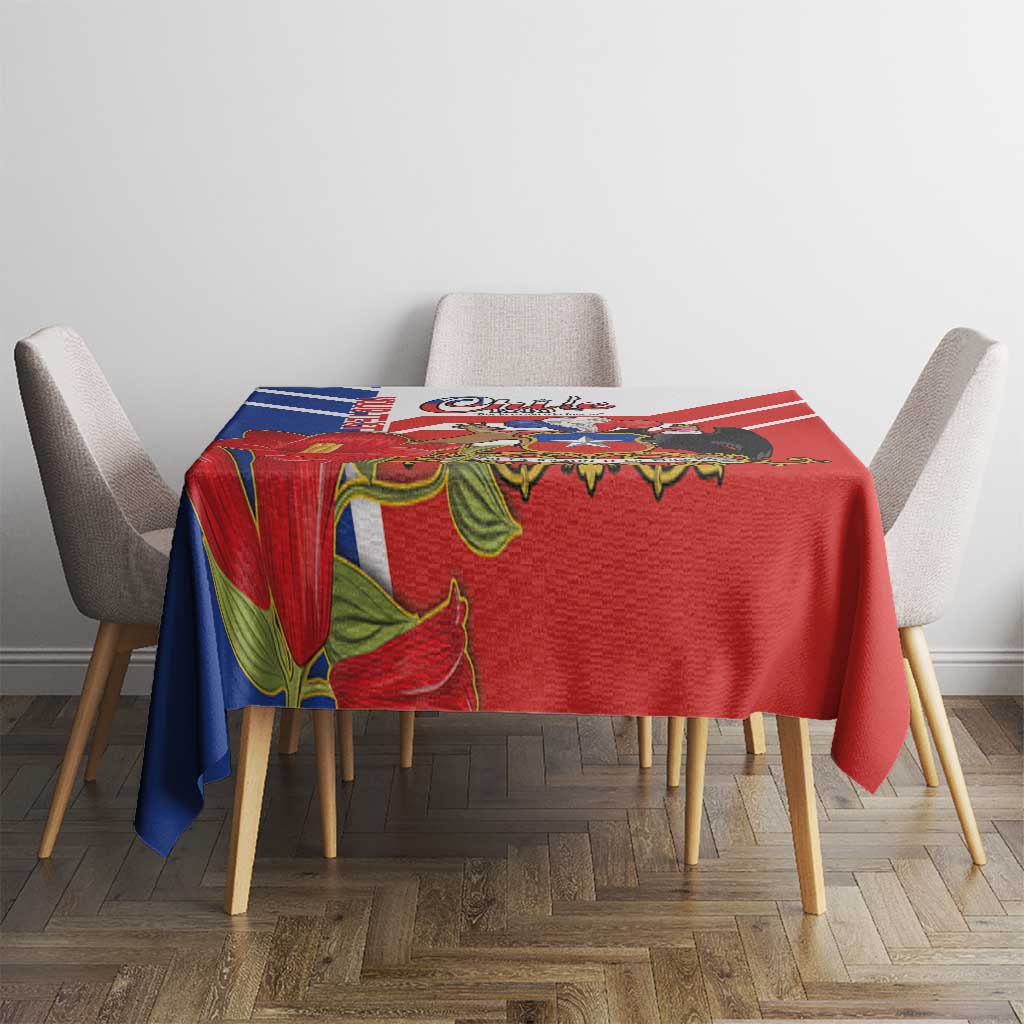 Personalized Chile Independence Day Tablecloth Chilean Coat Of Arms Copihue Flag Style - Wonder Print Shop