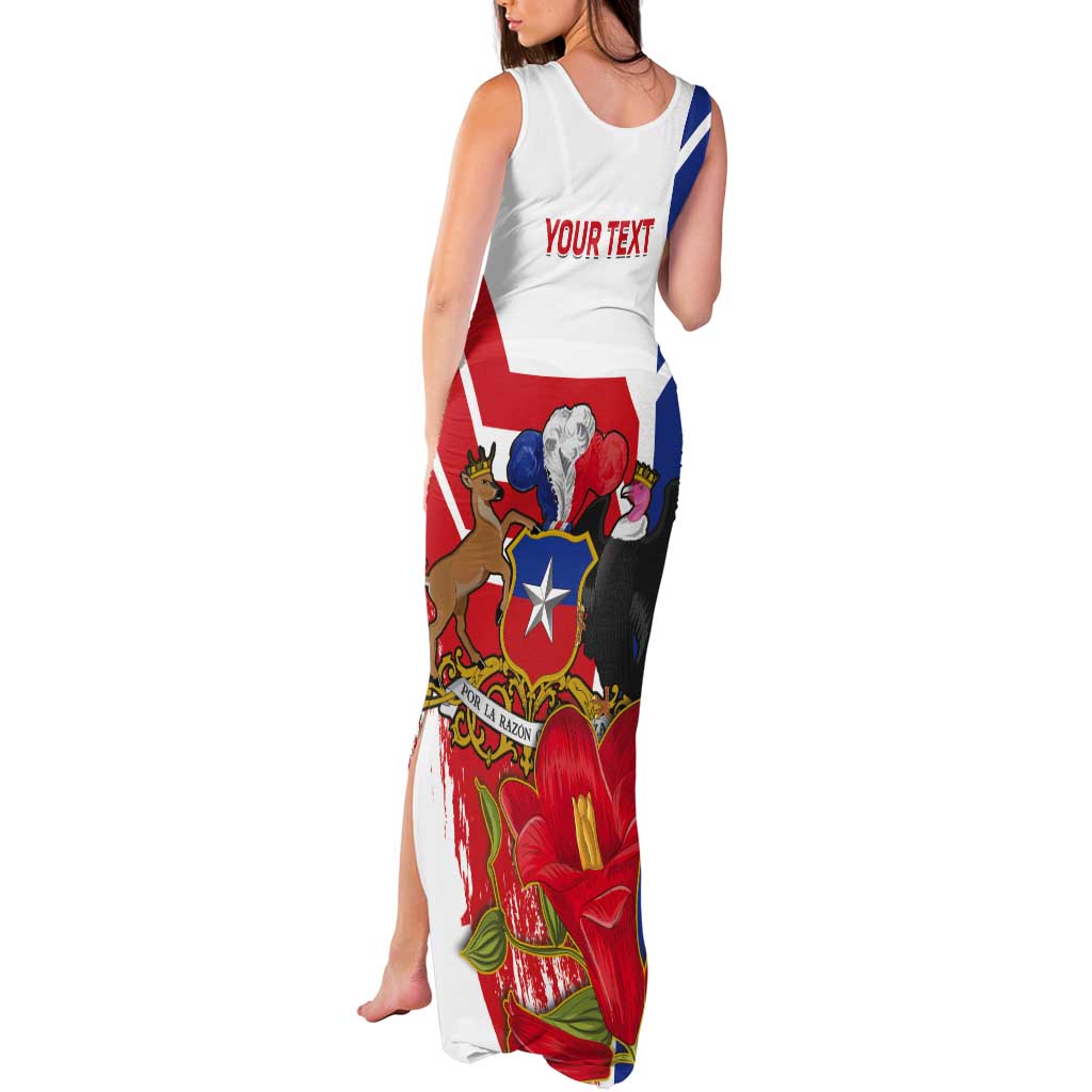 Personalized Chile Independence Day Tank Maxi Dress Chilean Coat Of Arms Copihue Flag Style - Wonder Print Shop