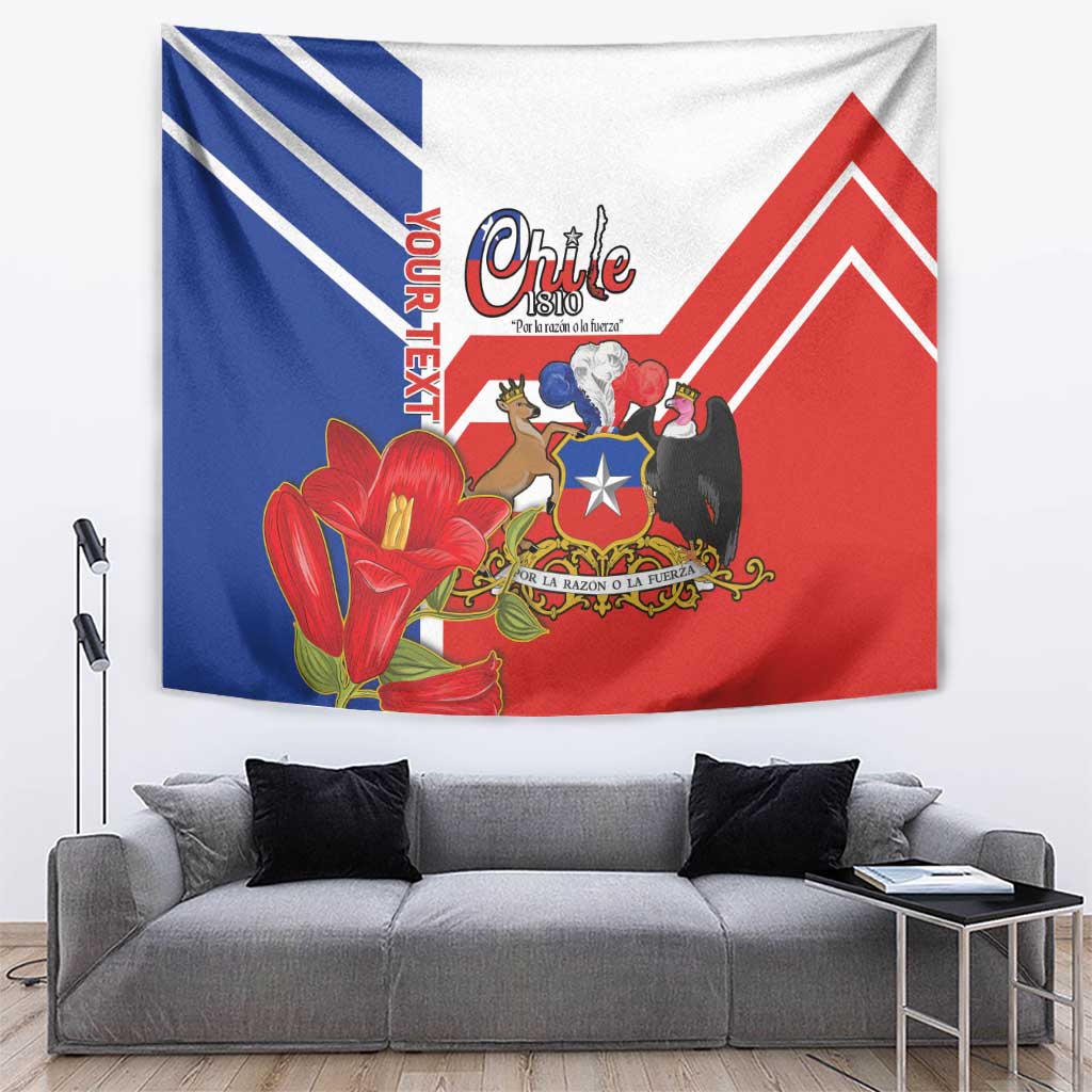 Personalized Chile Independence Day Tapestry Chilean Coat Of Arms Copihue Flag Style - Wonder Print Shop