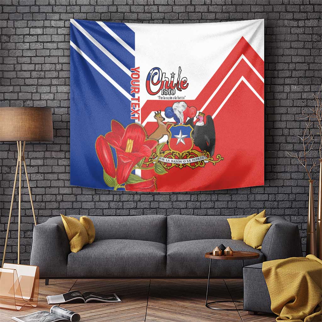 Personalized Chile Independence Day Tapestry Chilean Coat Of Arms Copihue Flag Style - Wonder Print Shop