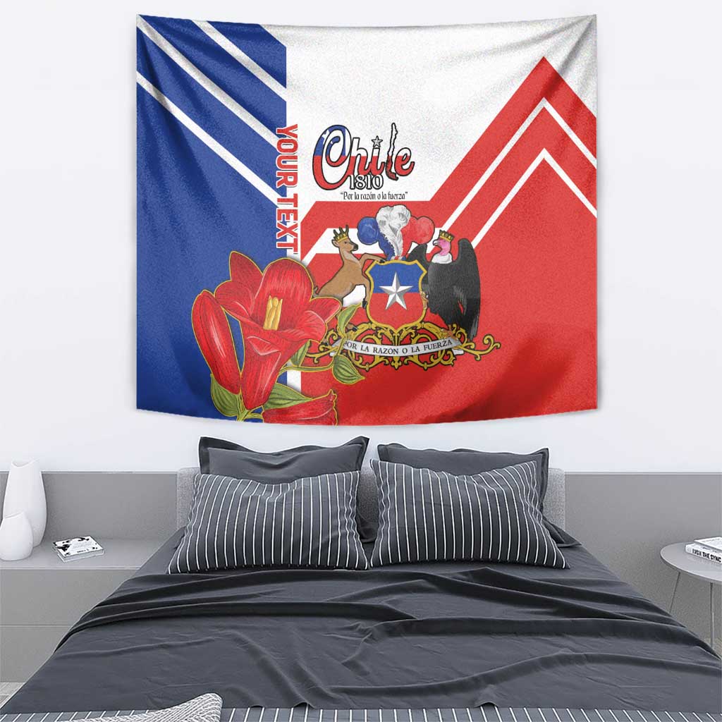 Personalized Chile Independence Day Tapestry Chilean Coat Of Arms Copihue Flag Style - Wonder Print Shop
