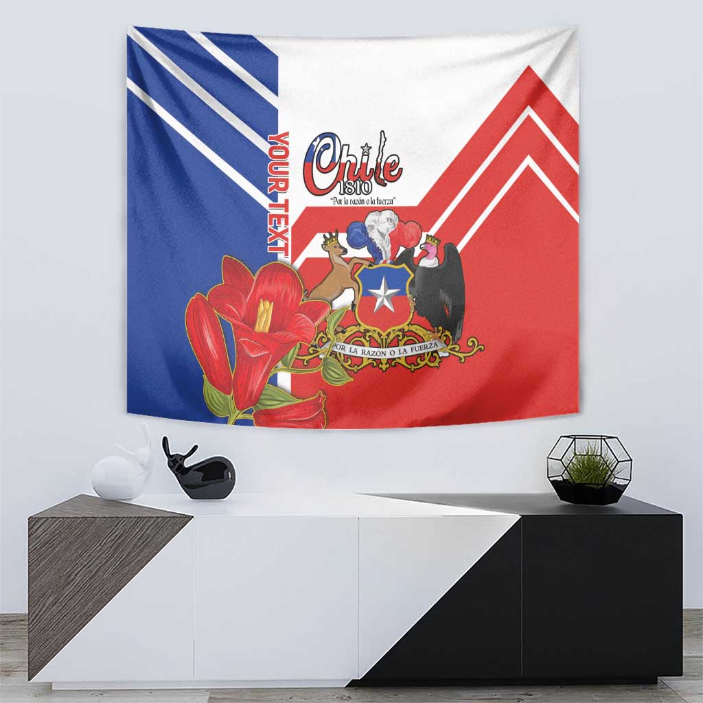Personalized Chile Independence Day Tapestry Chilean Coat Of Arms Copihue Flag Style - Wonder Print Shop