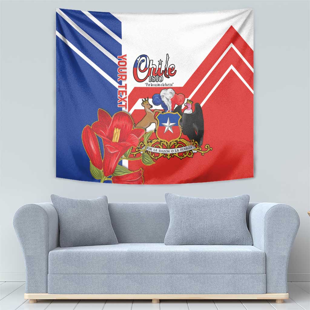 Personalized Chile Independence Day Tapestry Chilean Coat Of Arms Copihue Flag Style - Wonder Print Shop