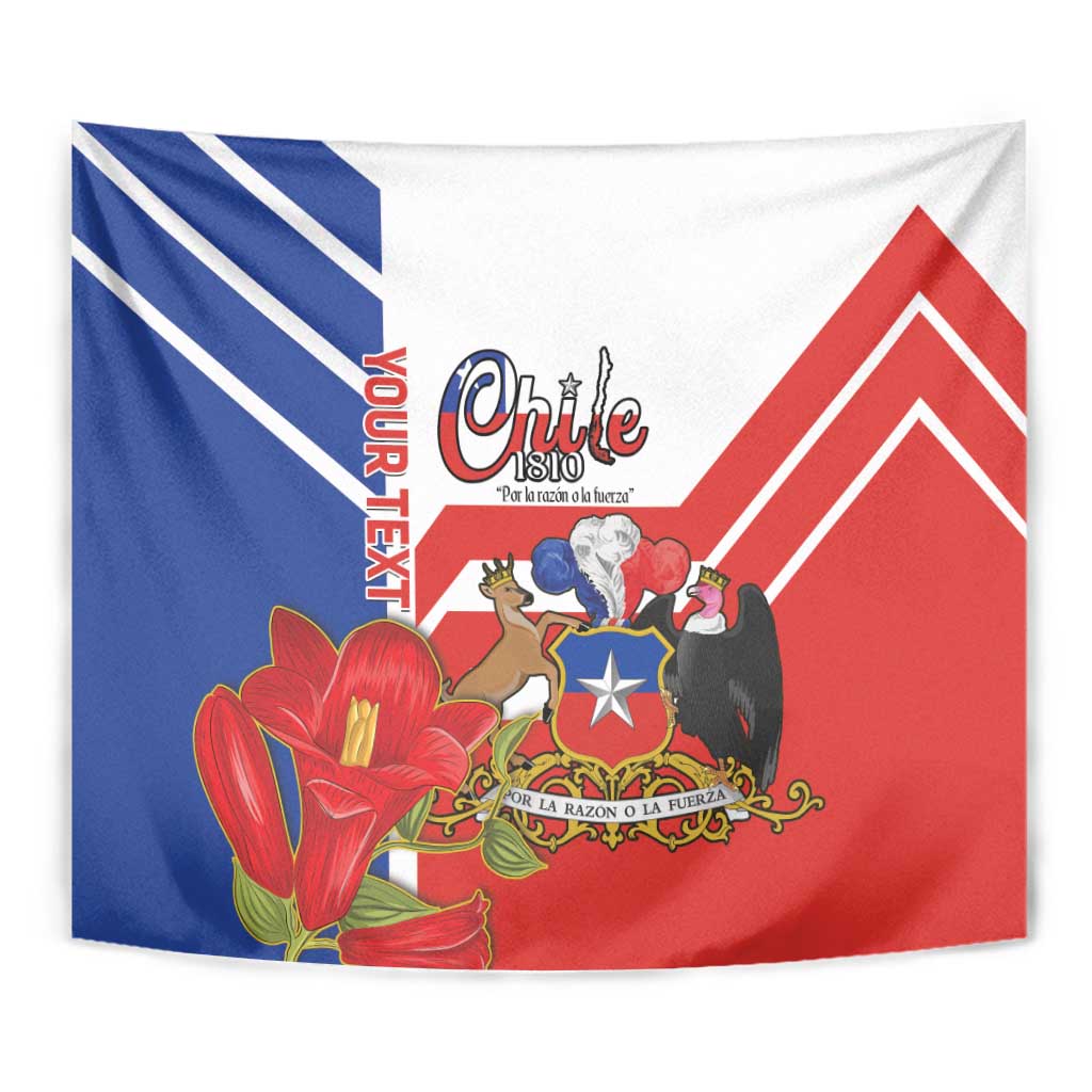 Personalized Chile Independence Day Tapestry Chilean Coat Of Arms Copihue Flag Style - Wonder Print Shop